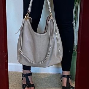 Melie Bianco Alexia Taupe Vegan Shoulder Bag (Sample Sale)